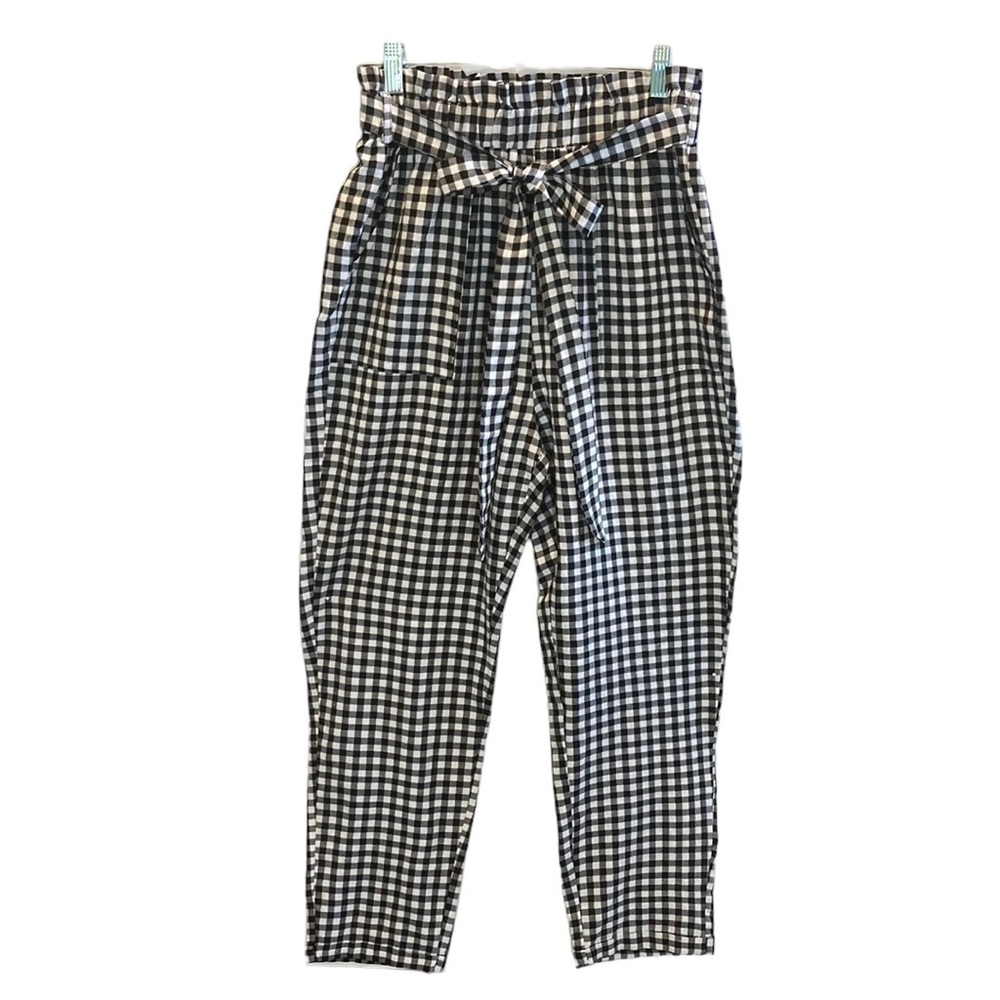 Black and white gingham paperbag style pants size extra small